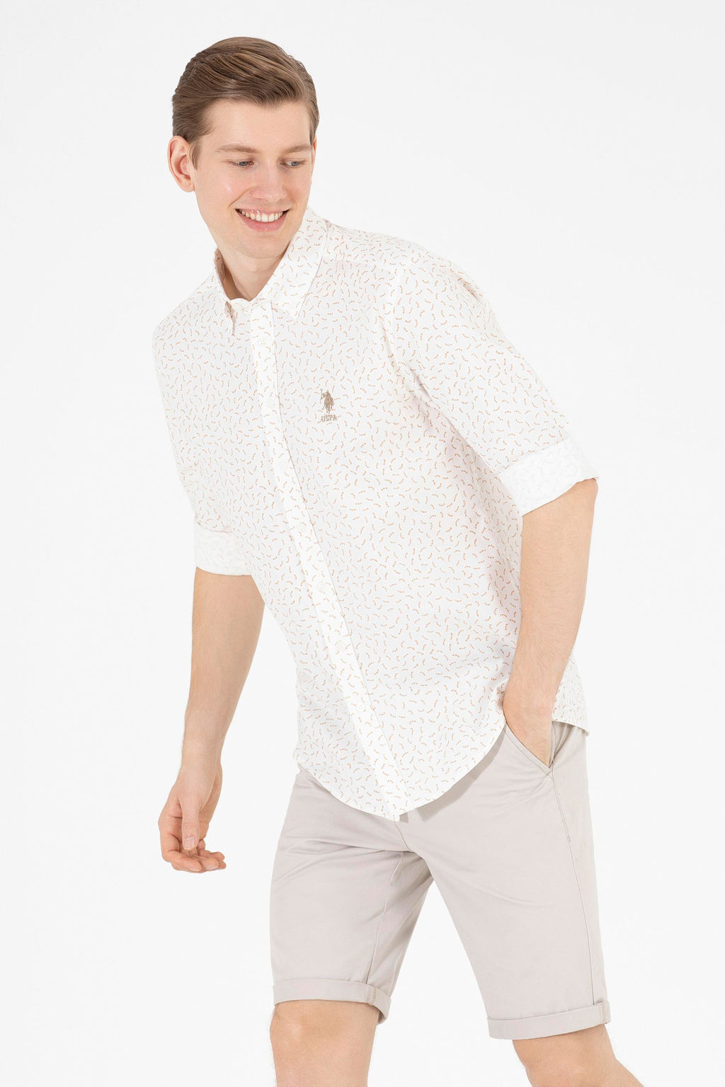 U. S. Polo Assn / Мужская рубашка Camel с длинным рукавом - U.s. polo assn фото 16