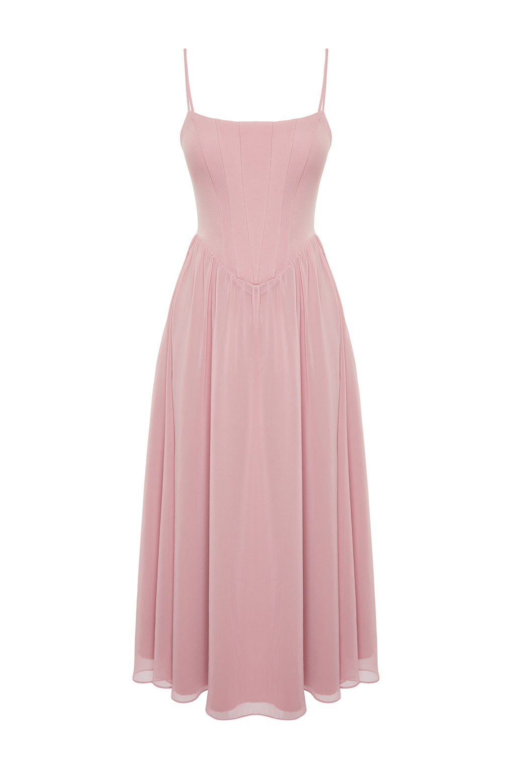 TRENDYOLMILLA Siyah A-Kesim Astarl? Korse Detayl? Dokuma Tul S?k Abiye Elbise TPRSS24EL00041