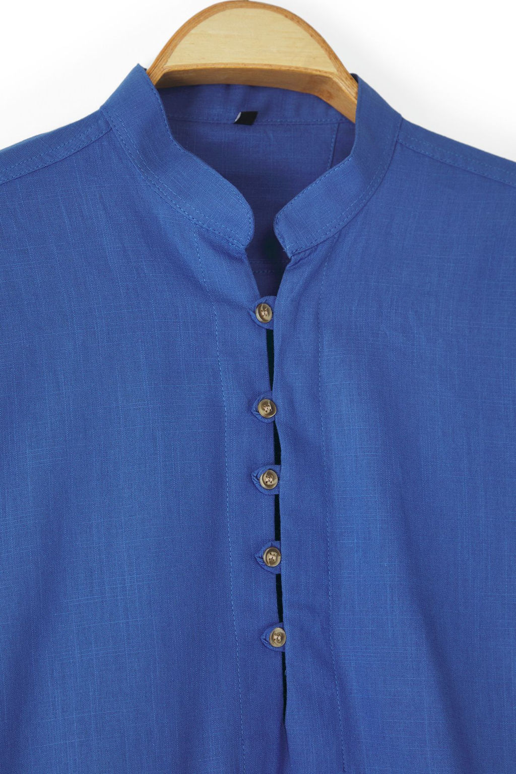 TRENDYOL MAN Mavi Slim Fit Yar?m Patl? Dugmeli Hakim Yaka Keten Gorunumlu Gomlek TMNSS20GO0097 - Trendyolmilla фото 43