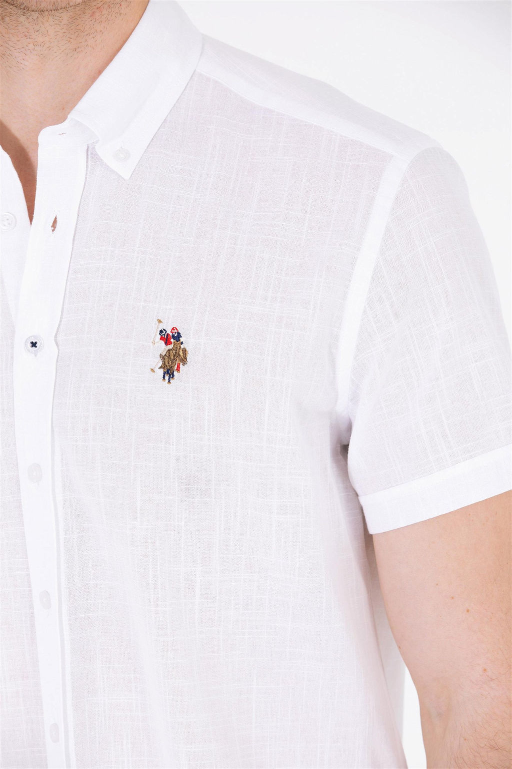 U. S. Polo Assn / Мужская белая рубашка с коротким рукавом - U.s. polo assn фото 7