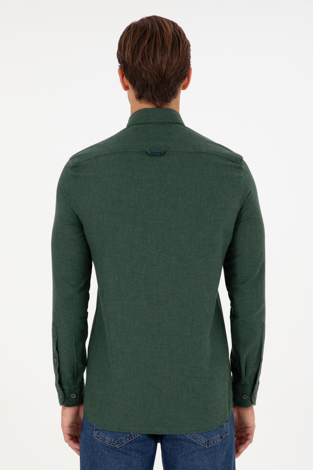 Мужская темно-зеленая базовая рубашка с длинным рукавом Неожиданная скидка в корзине - U.s. polo assn фото 5