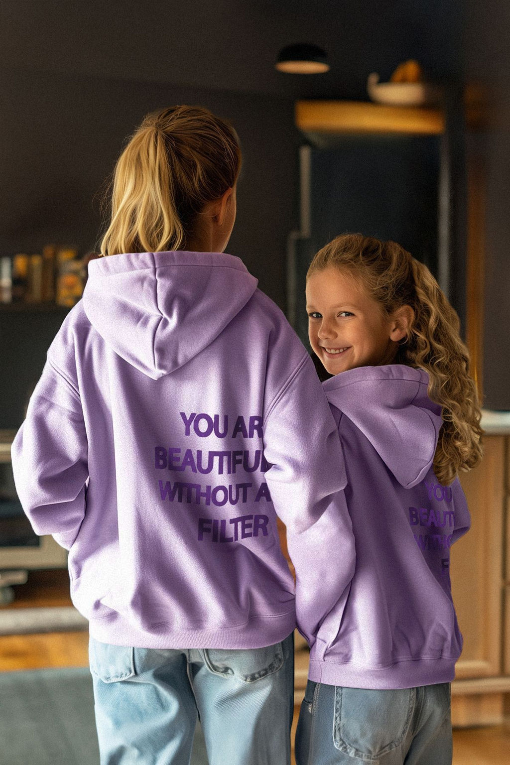 Lila K?z Cocuk Anne-K?z S?rt Bask?l? Orme Mini Me Sweatshirt TKDAW25SW00048