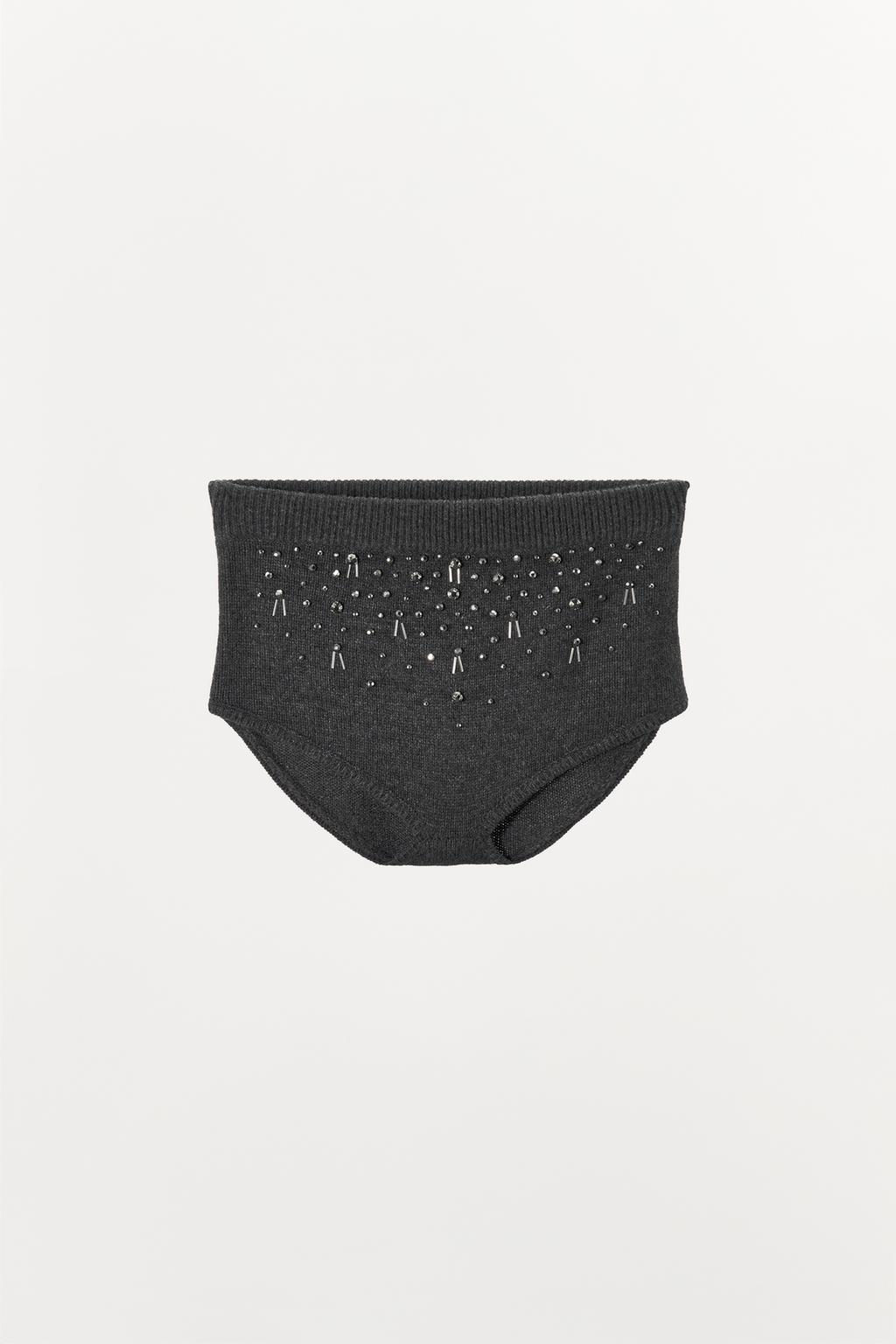 BEADED DIAMANTE KNIT SHORTS - Zara фото 3