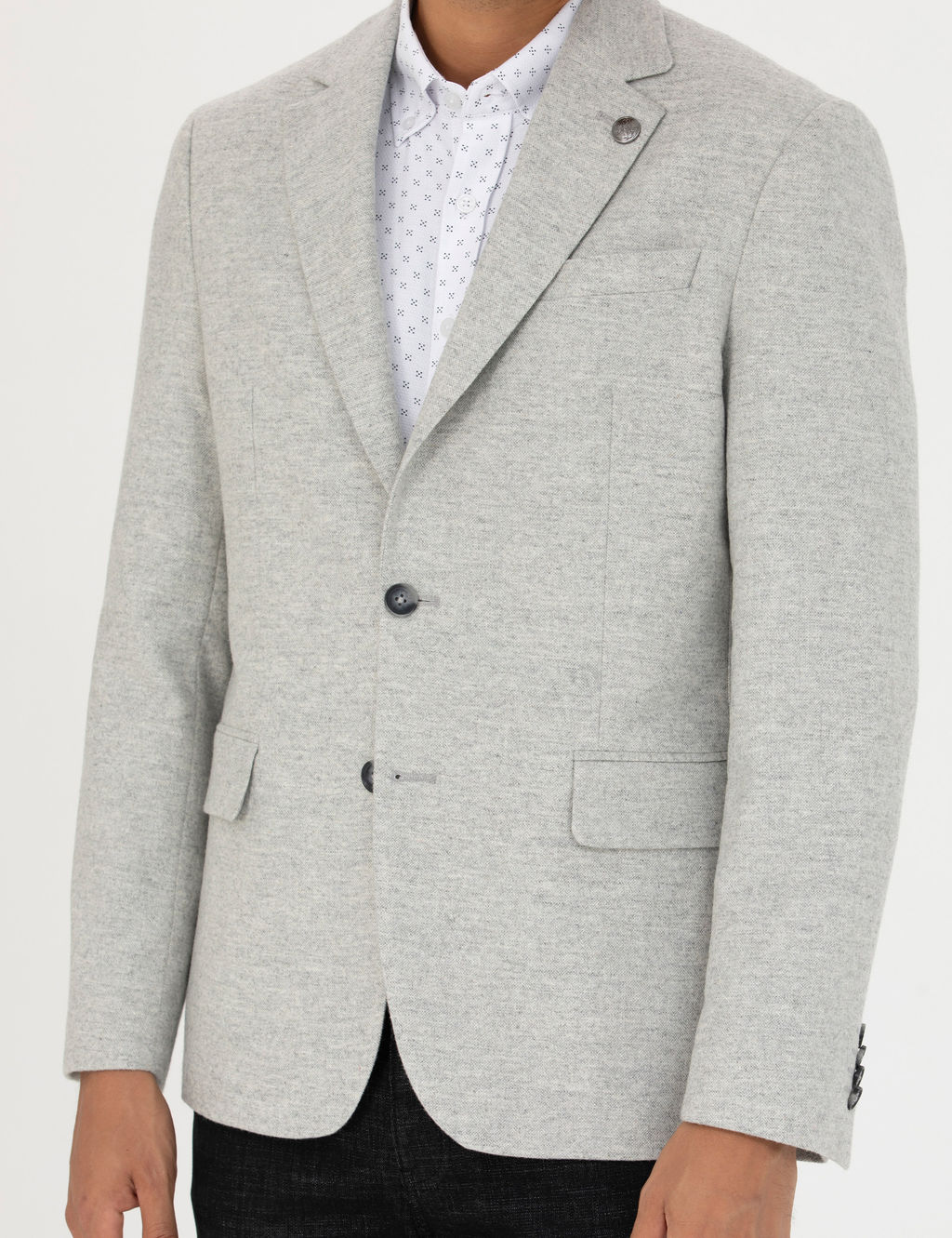 A__k Gri Y_n Kar___ml_ Slim Fit Ceket