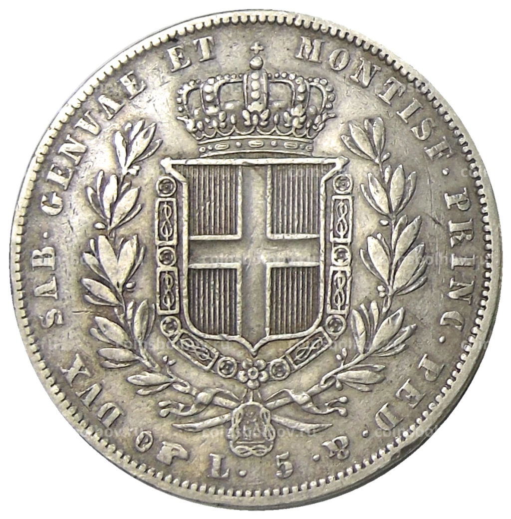 5 лир 1835 года Итальянские гоcударства  Сардиния