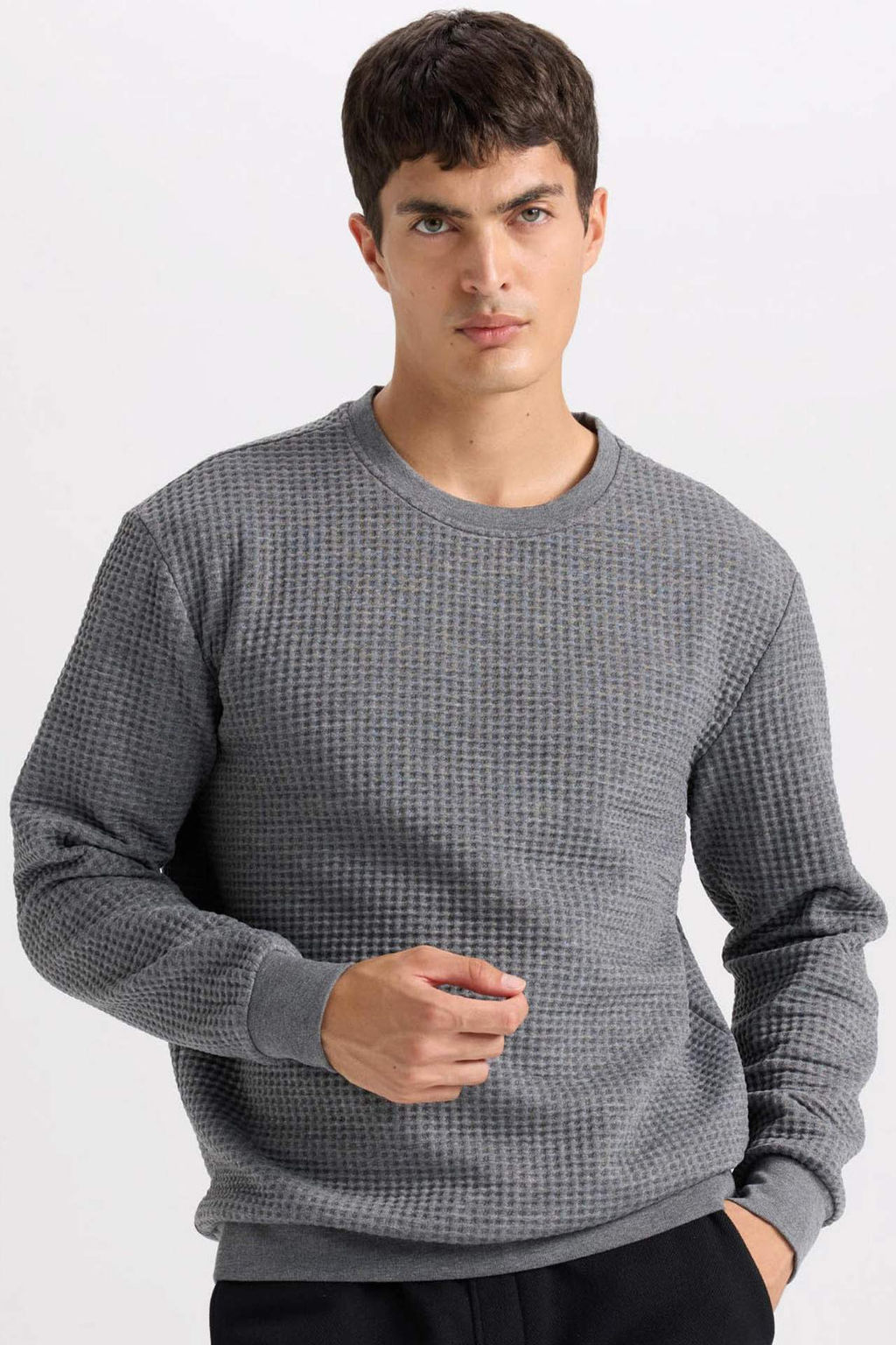 Regular Fit Bisiklet Yaka Jakarl? Sweatshirt - Defacto фото 4