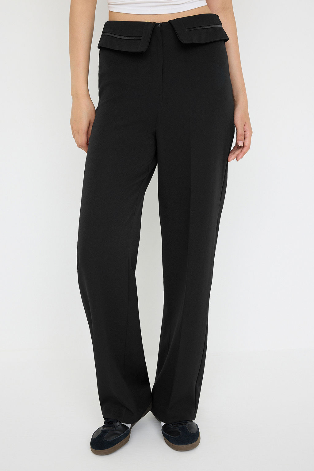 Teen Siyah Kemer Detayl? Wide Leg/Genis Paca Pantolon TWOAW26PL00035