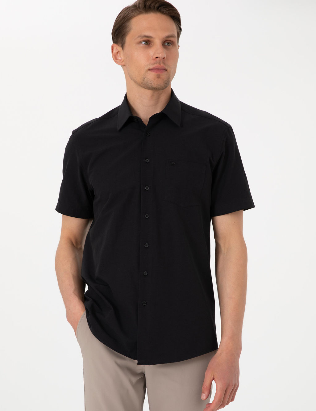Siyah Basic Regular Fit K_sa Kollu Cepli G_mlek - Pierre cardin фото 3