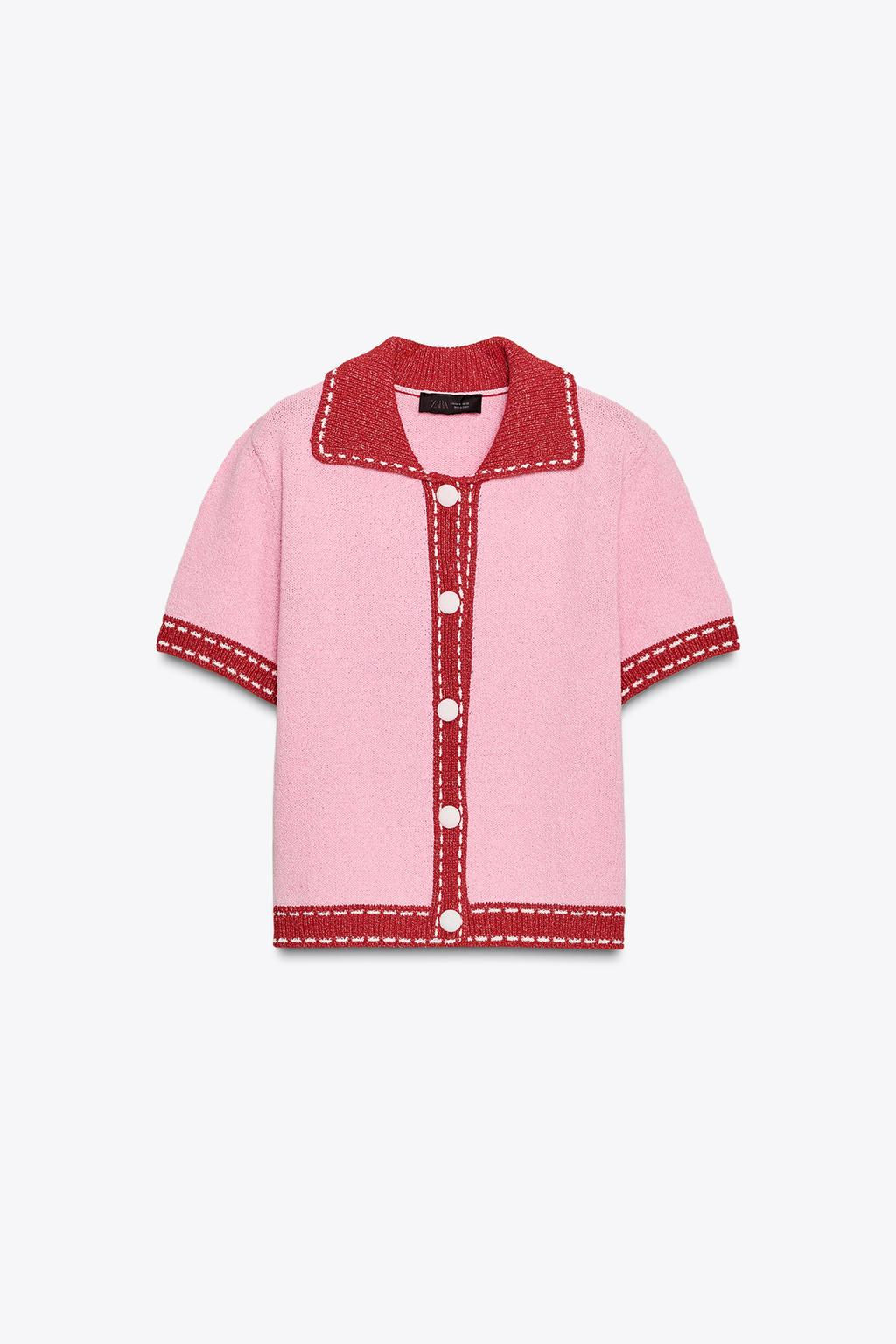 STITCHED KNIT CARDIGAN WITH SHORT SLEEVES - Zara фото 13