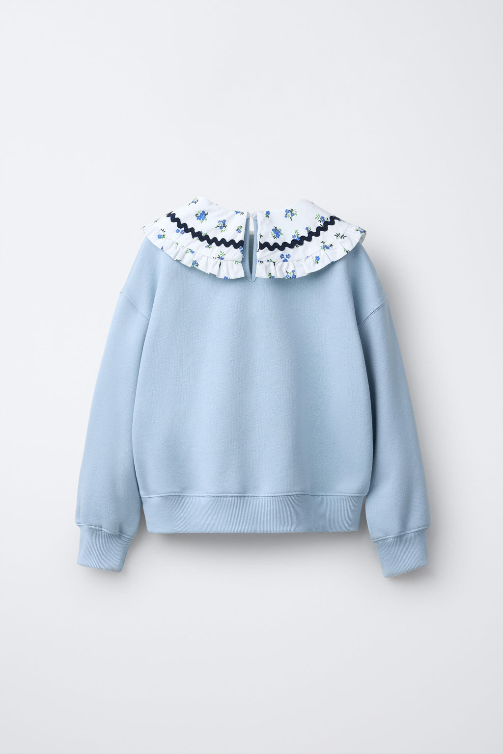 PETER PAN COLLAR SWEATSHIRT WITH SCALLOPED TRIM AND EMBROIDERED SLOGAN - Zara фото 8
