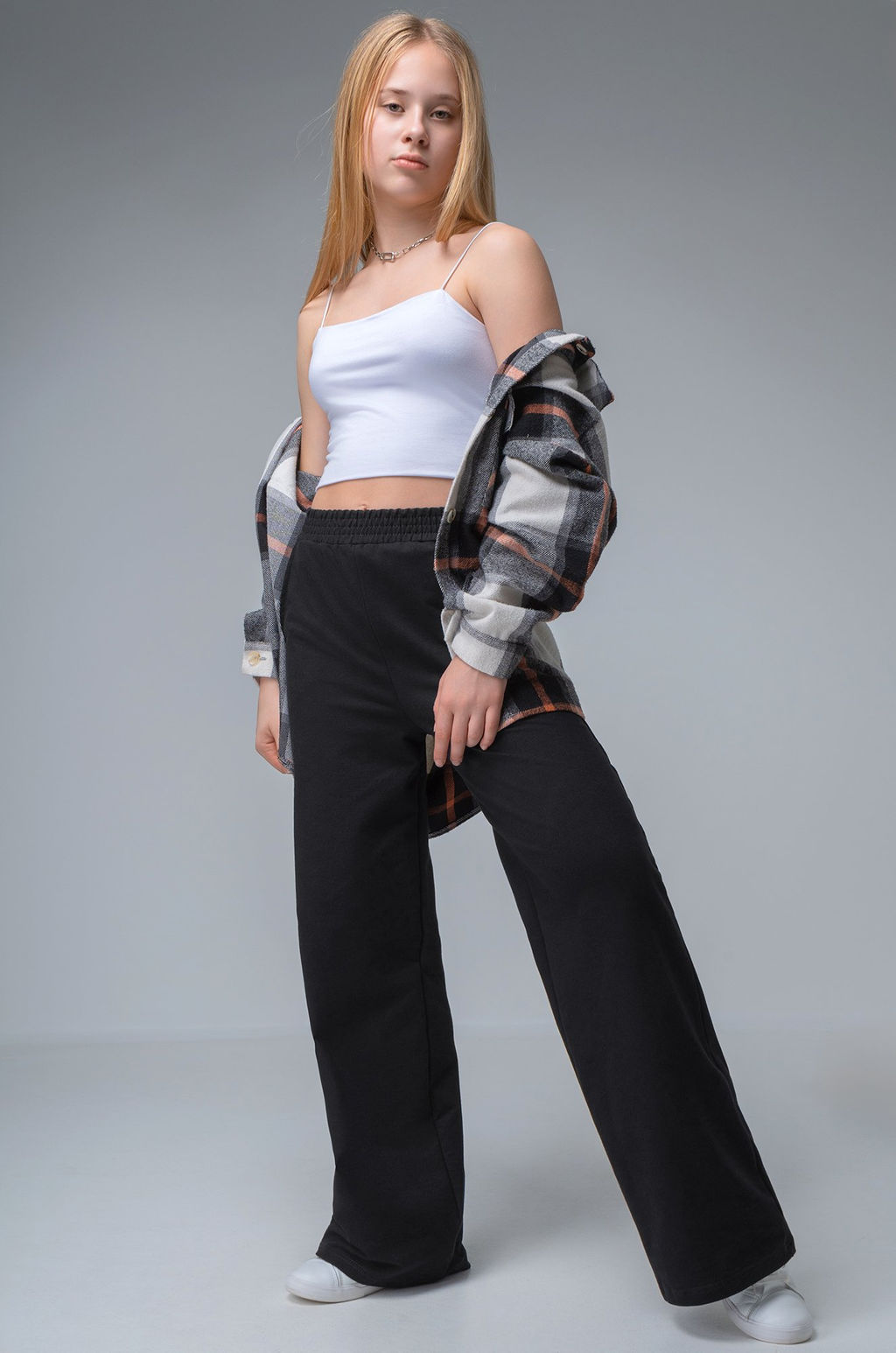 Брюки палаццо из футера для девочки Happyfox