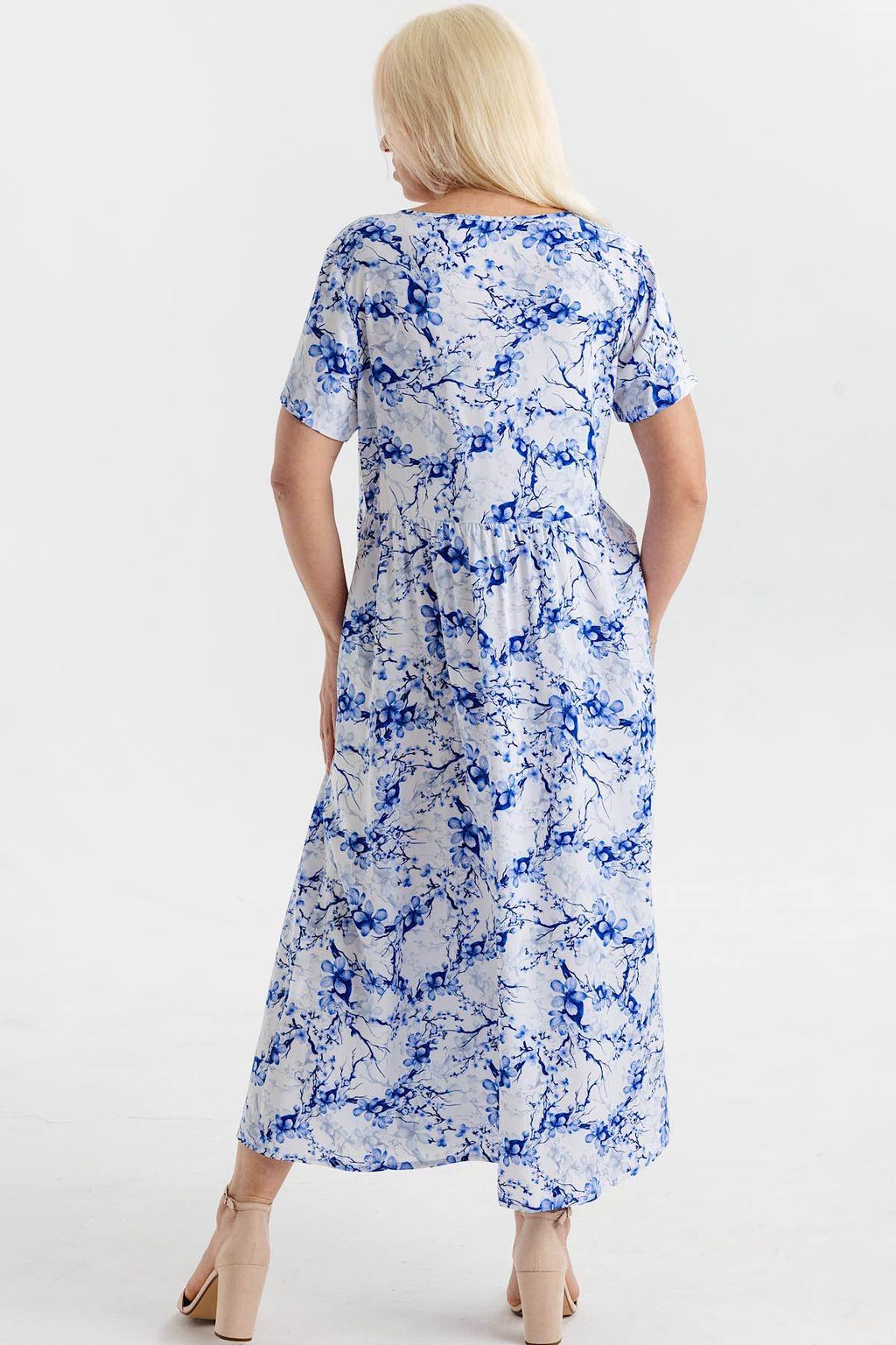 Платье штапель 5915/99/Белый, васильковый - Rise фото 2