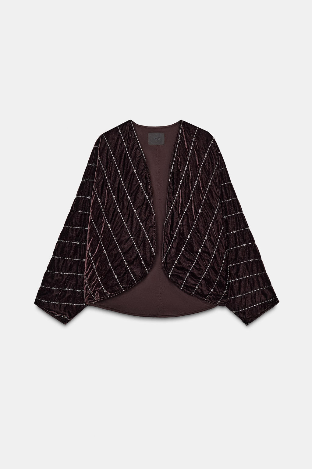 QUILTED VELVET KIMONO WITH BEADS - Zara фото 3
