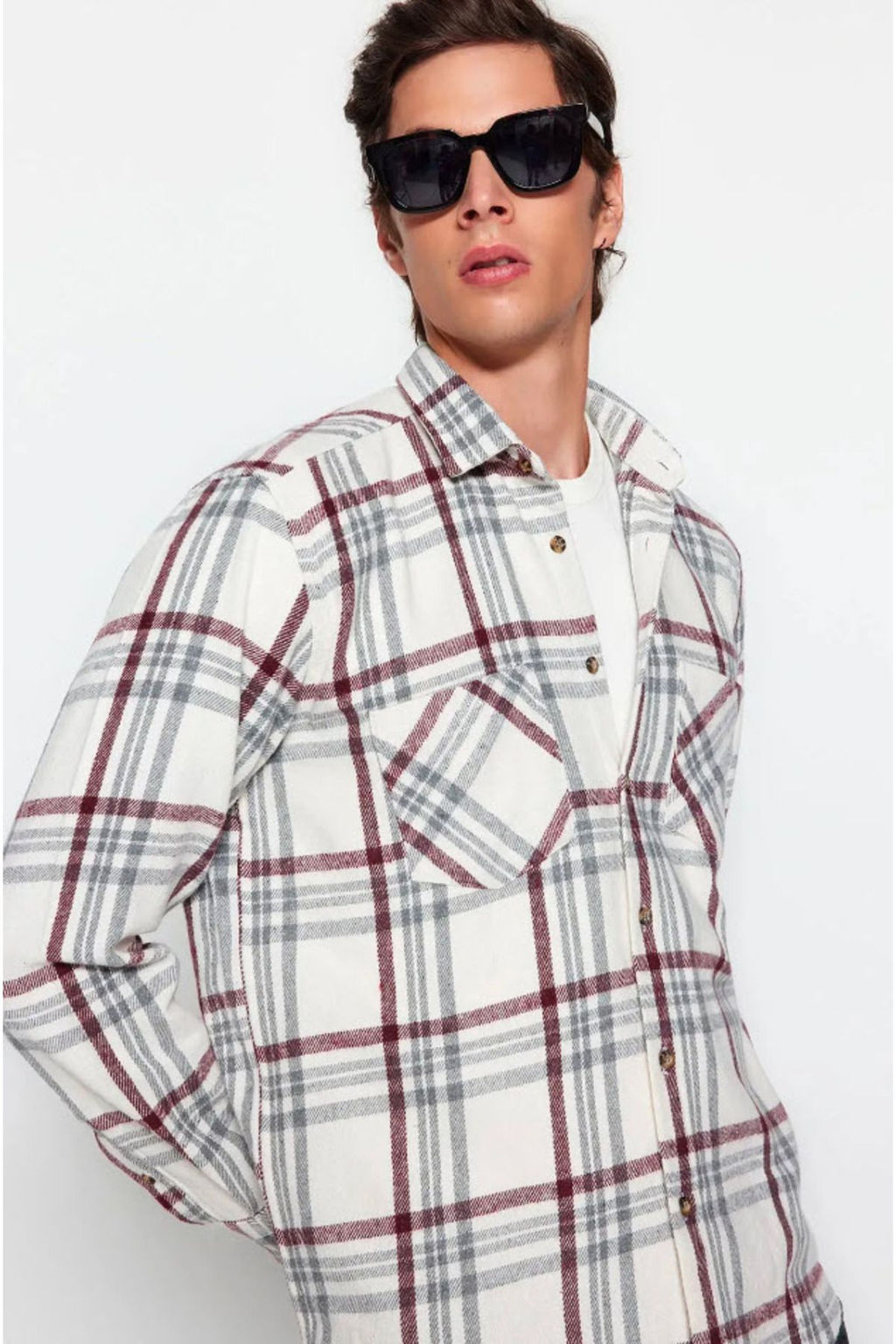 TRENDYOL MAN Bordo Regular Fit Cift Cepli K?sl?k Oduncu Kareli Gomlek TMNAW22GO0356 - Trendyolmilla фото 2