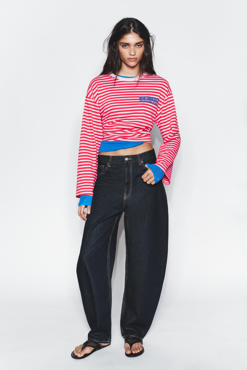 STRIPED T-SHIRT WITH SLOGAN - Zara фото 9