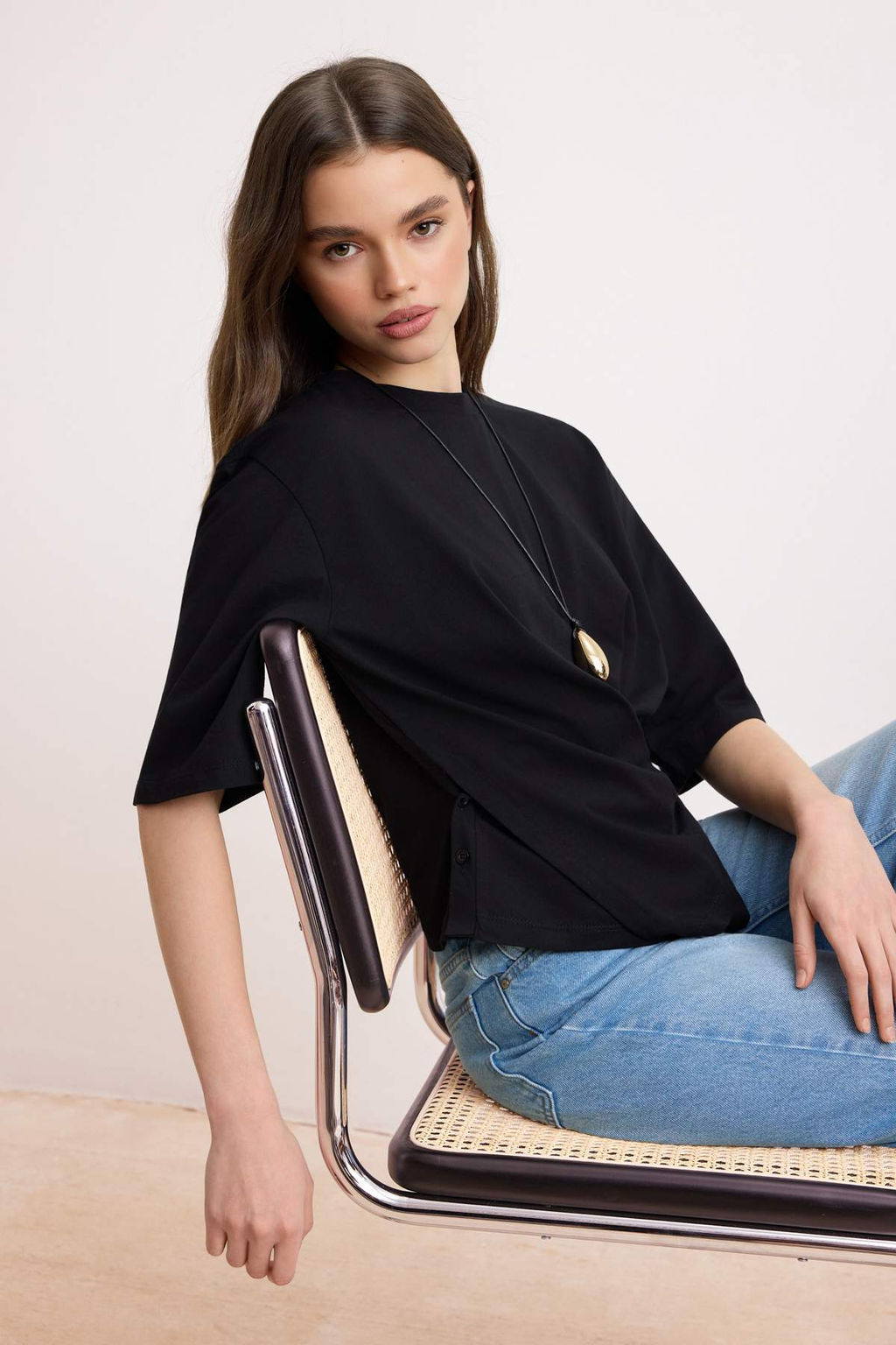Ekru Regular/Normal Kal?p Dusuk Kol Truvakar Tok %100 Pamuk Orme T-Shirt TWOSS26TS00198 - Trendyolmilla фото 5