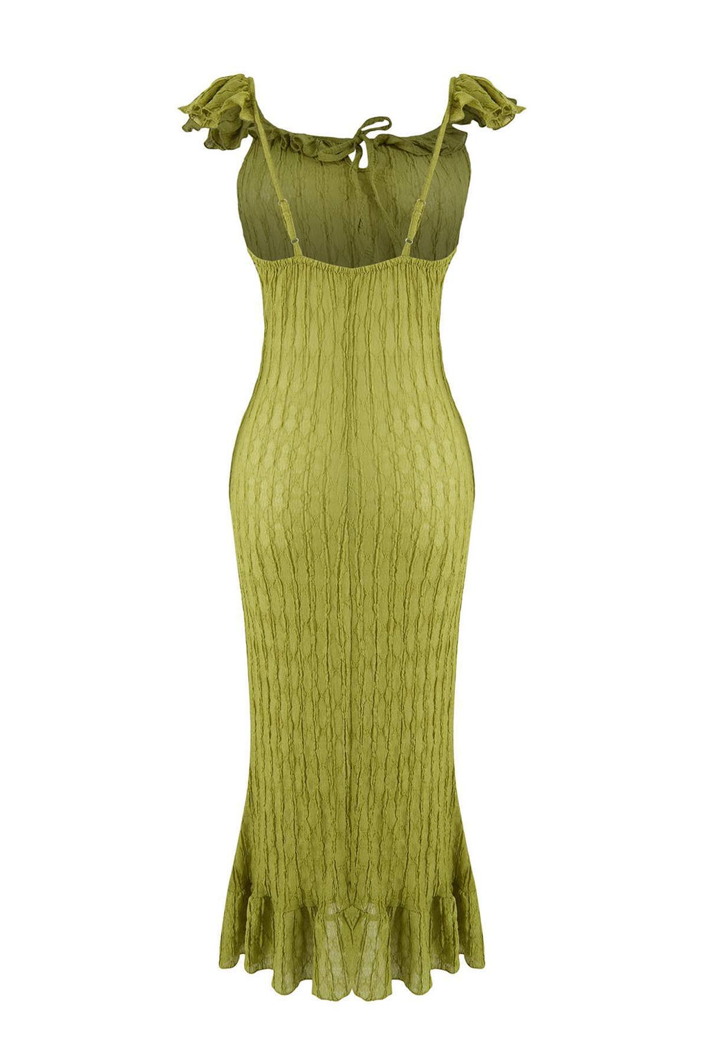 Yag Yesili Orme Maxi Volanl? Plaj Elbisesi TBESS26EL00010