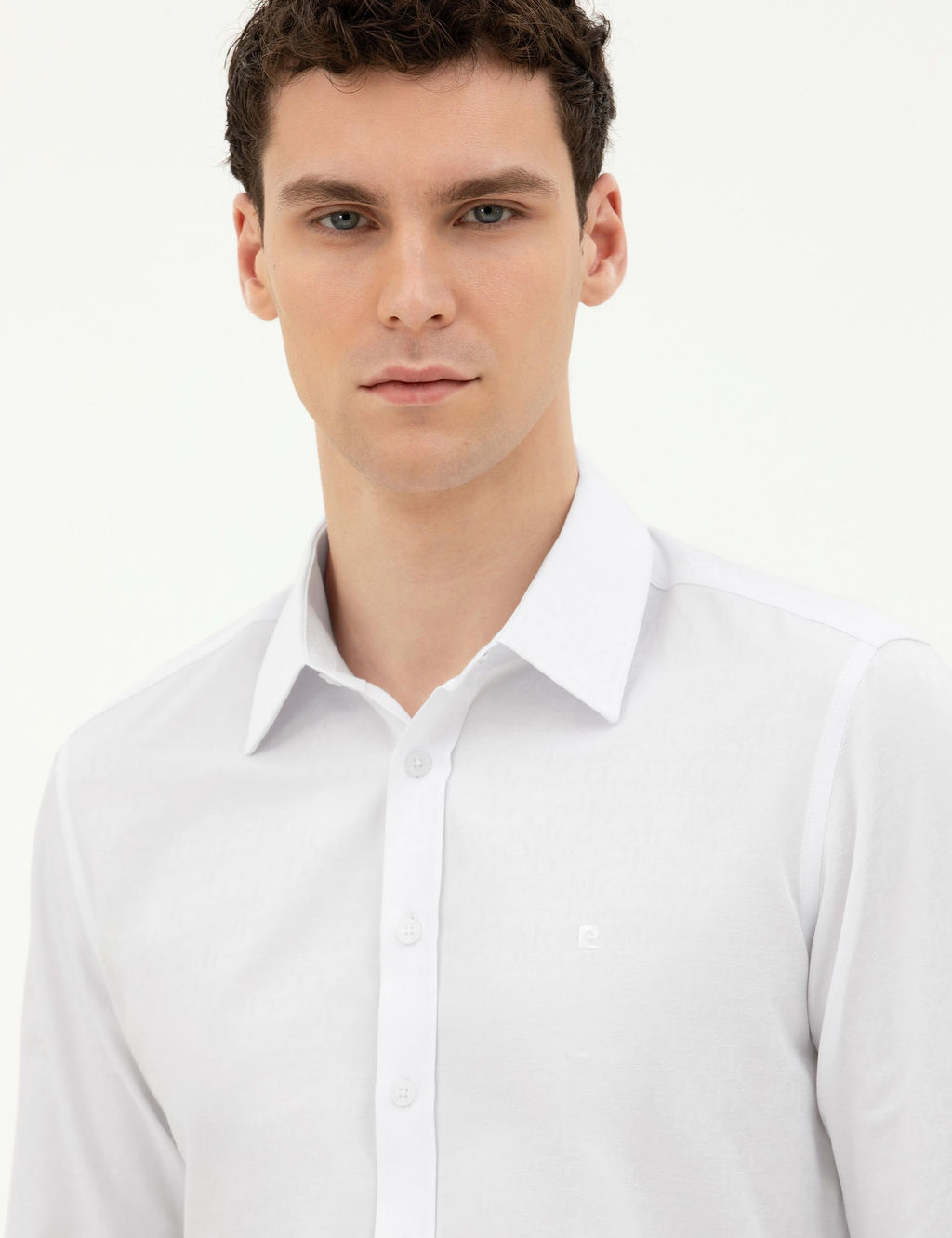 Рубашка Pierre Cardin Slim Fit белая с длинным рукавом