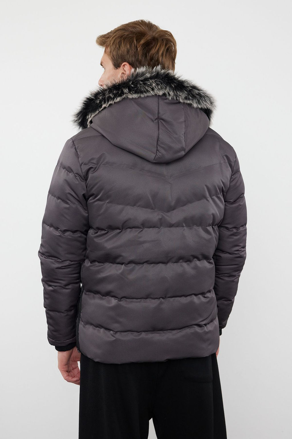 TRENDYOL MAN Gri Erkek Regular Fit Ici Polar Astarl? Ruzgara ve Suya Dayan?kl? K?sl?k Sisme Mont TMNAW23MO00009 - Trendyolmilla фото 6