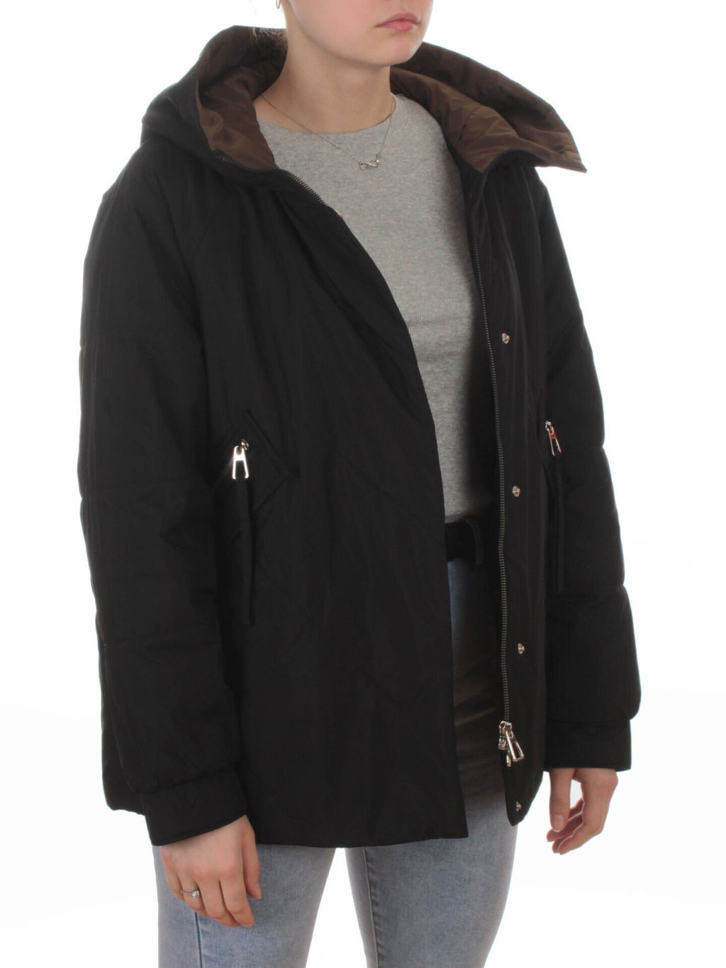 8008 BLACK Куртка демисезонная женская (100 гр. холлофайбер) - Fashion фото 8