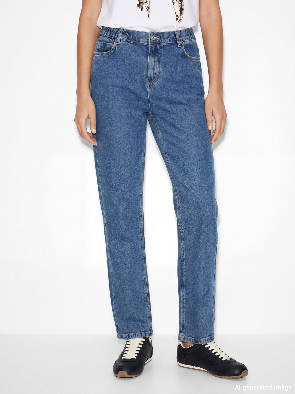 Beli Lastikli Straight Fit Kad?n Jean Pantolon