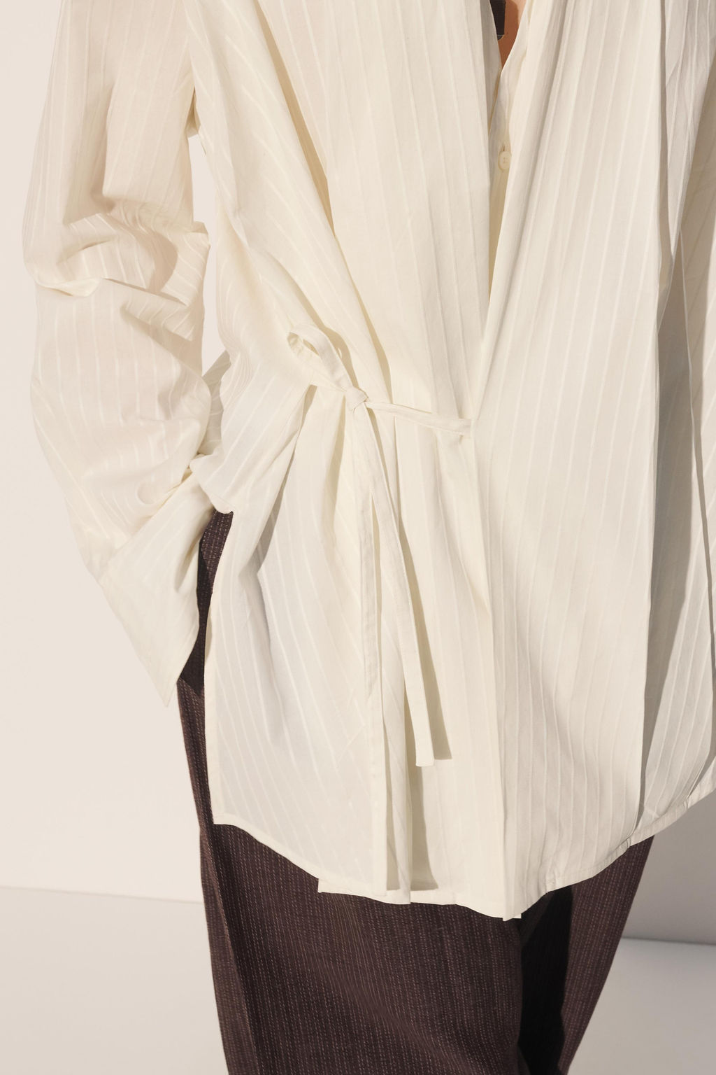 CAMISA KIMONO JACQUARD RAYAS / Crudo - Zara фото 5