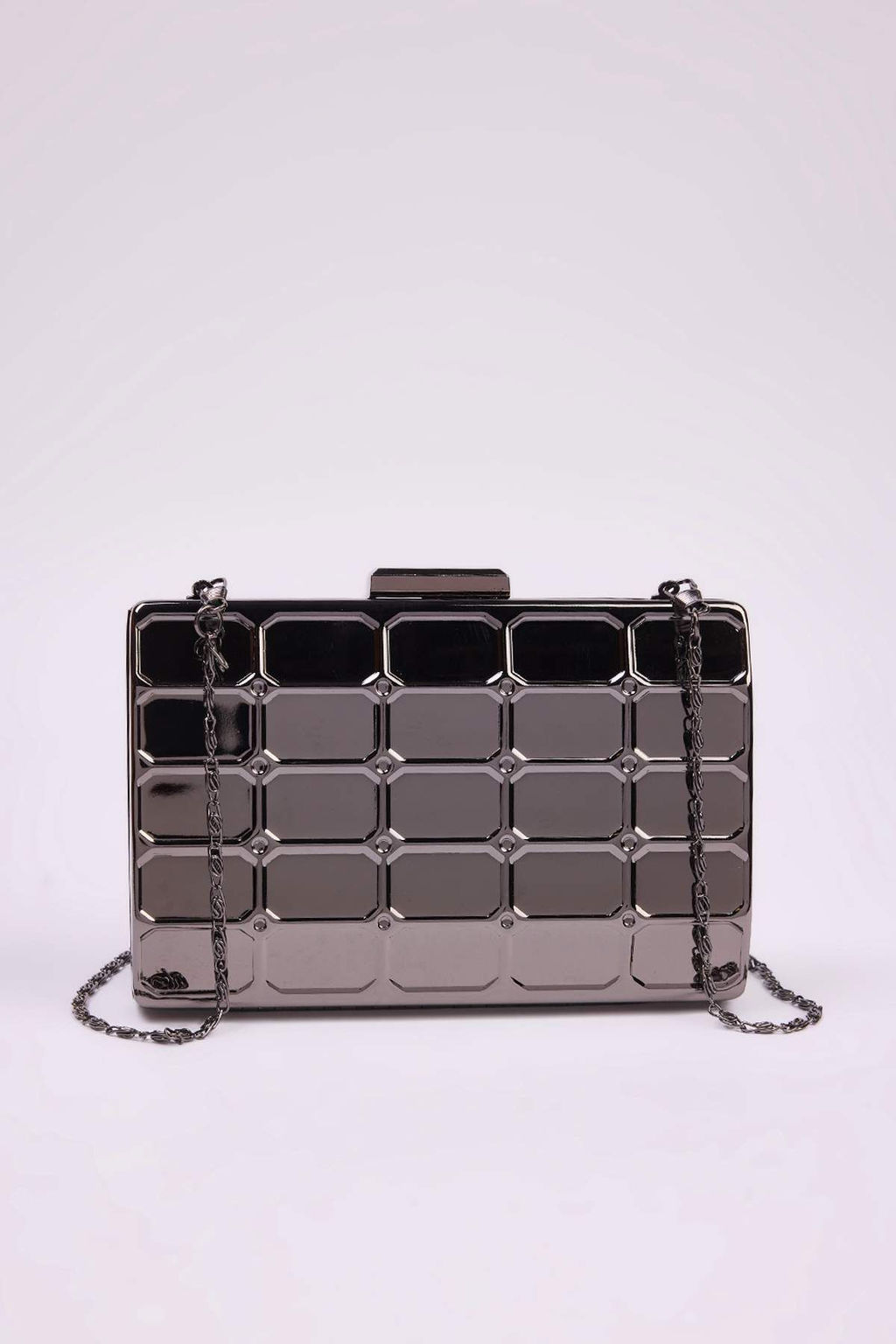 Metalik Gumus Uc Boyutlu Abiye Kad?n S?k Mini Clutch El Cantas? TAKSS25PY00004