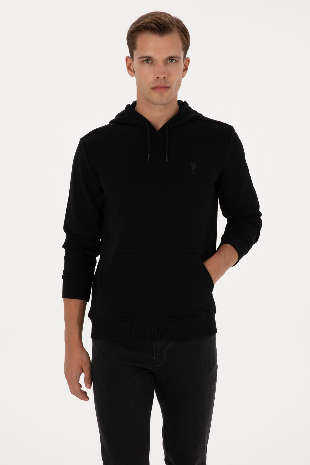 Erkek Regular Fit Kapi_onlu Siyah Basic Sweatshirt Sepette S_rpriz _ndirim