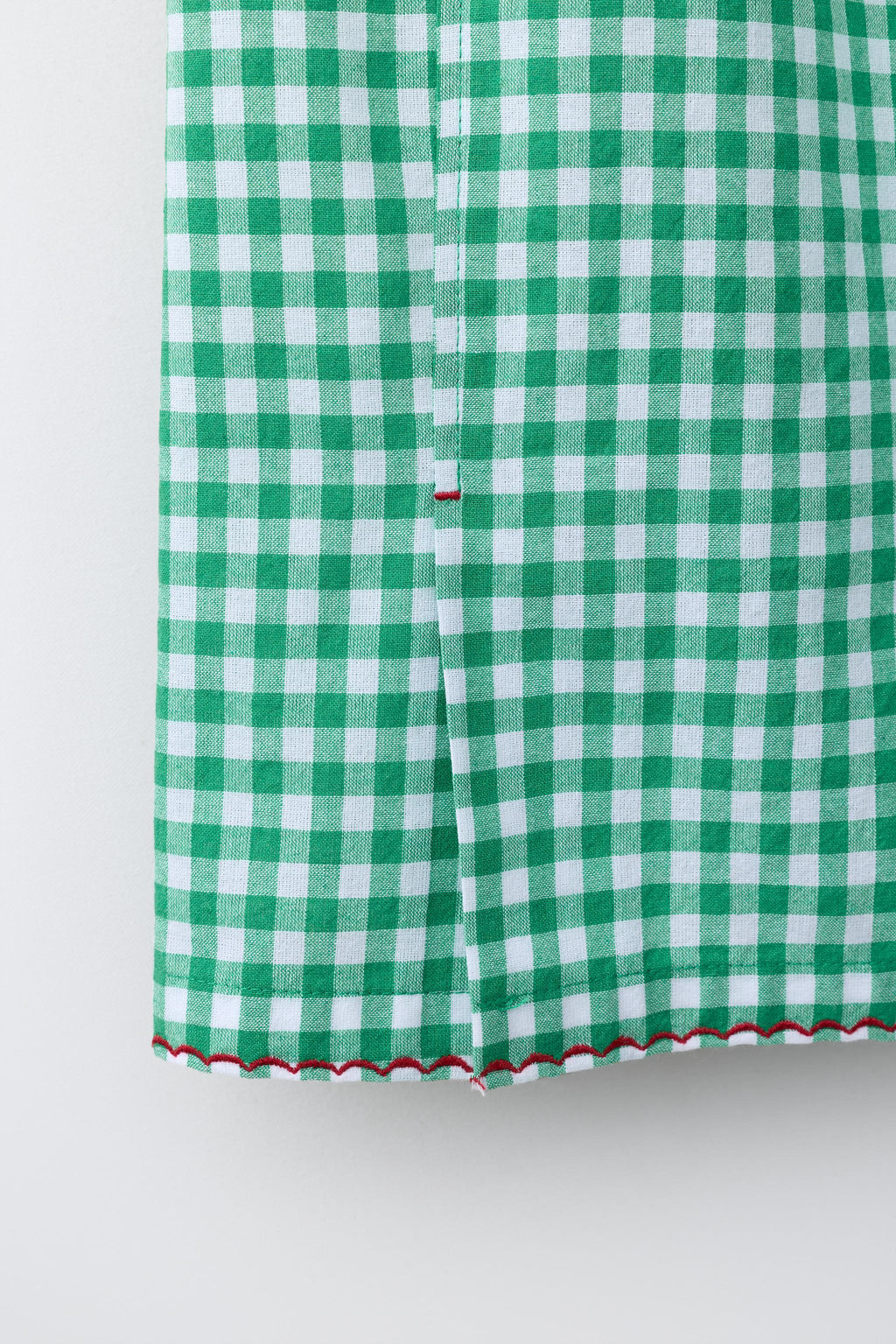 PANTAL?N WIDE LEG CUADRO VICHY / Blanco / Verde