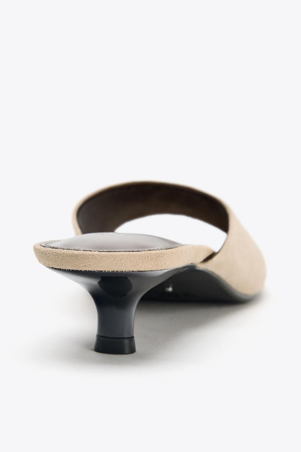 SUEDE KITTEN HEEL SANDALS - Zara фото 5