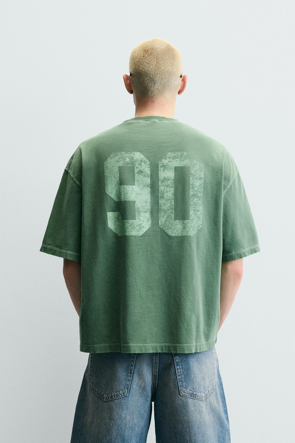 CAMISETA BOXY FIT LAVADA GR?FICOS / Verde - Zara фото 3