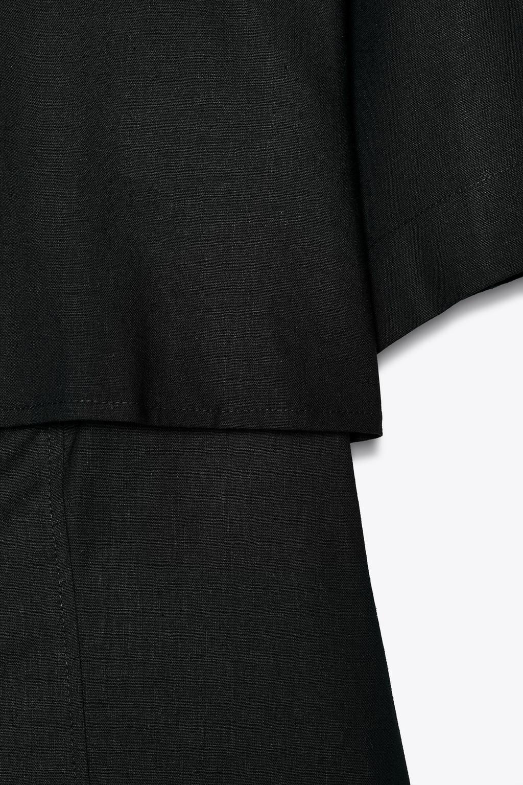 FITTED DOUBLE-LAYER LINEN BLEND SHIRT - Zara фото 7