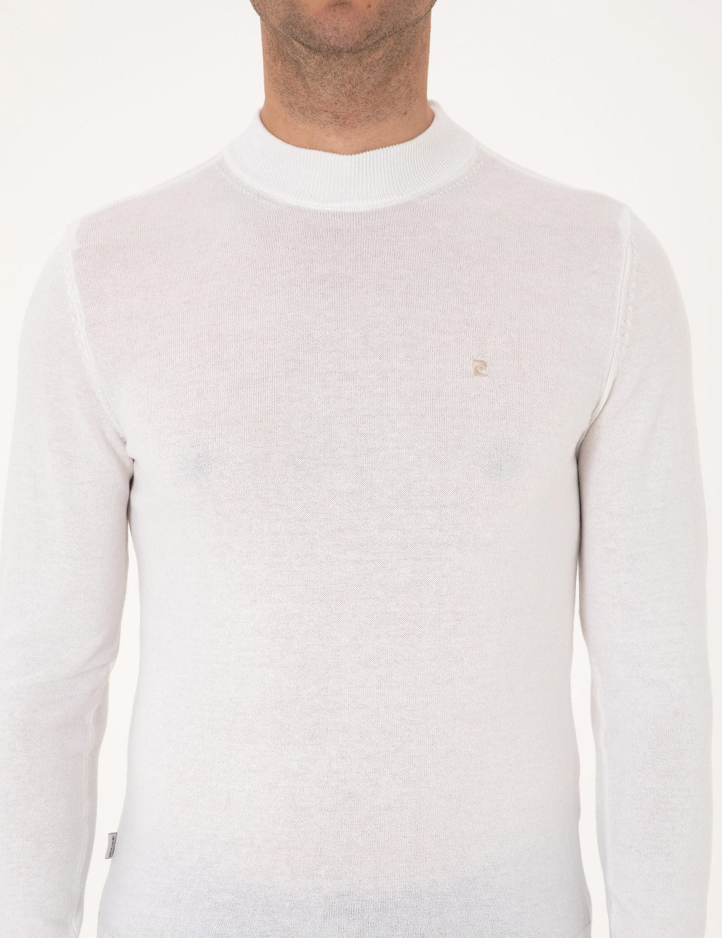 Ekru Slim Fit _eyrek Yaka Basic Triko Kazak - Pierre cardin фото 6