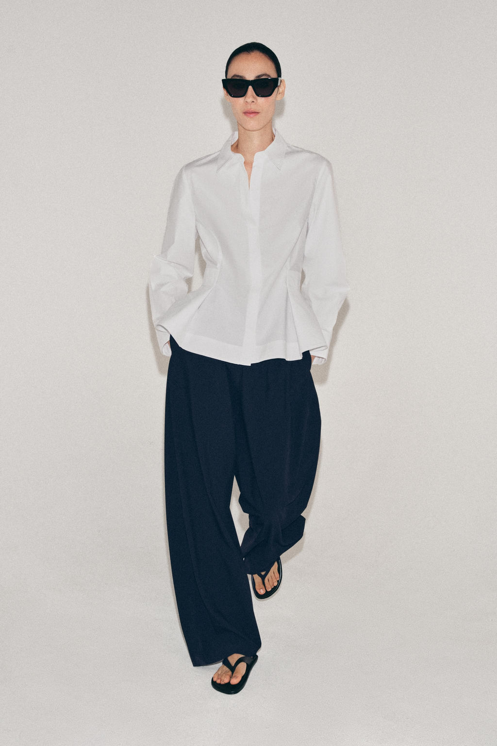 CAMISA POPEL?N PEPLUM ZW COLLECTION / Blanco - Zara фото 8