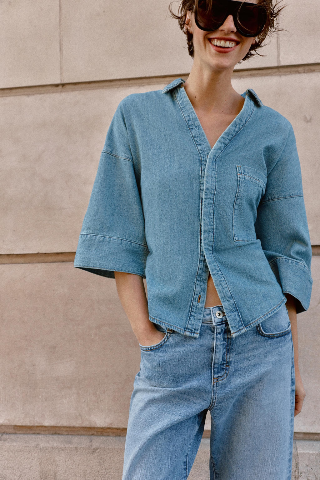 JEANS Z1975 RELAXED FIT TIRO MEDIO VUELTA BAJO / Azul medio - Zara фото 3