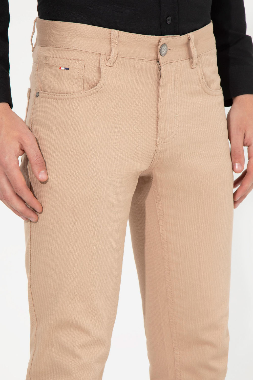 Erkek Slim Fit Kum Kanvas Pantolon