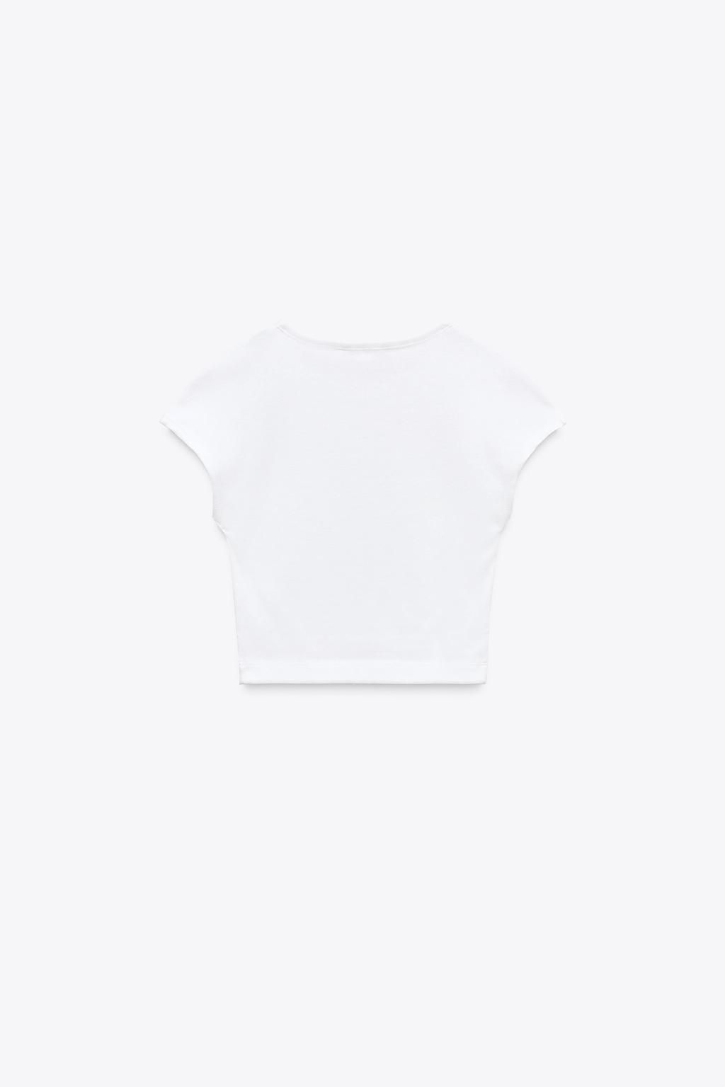 COTTON MODAL CROP T-SHIRT - Zara фото 17