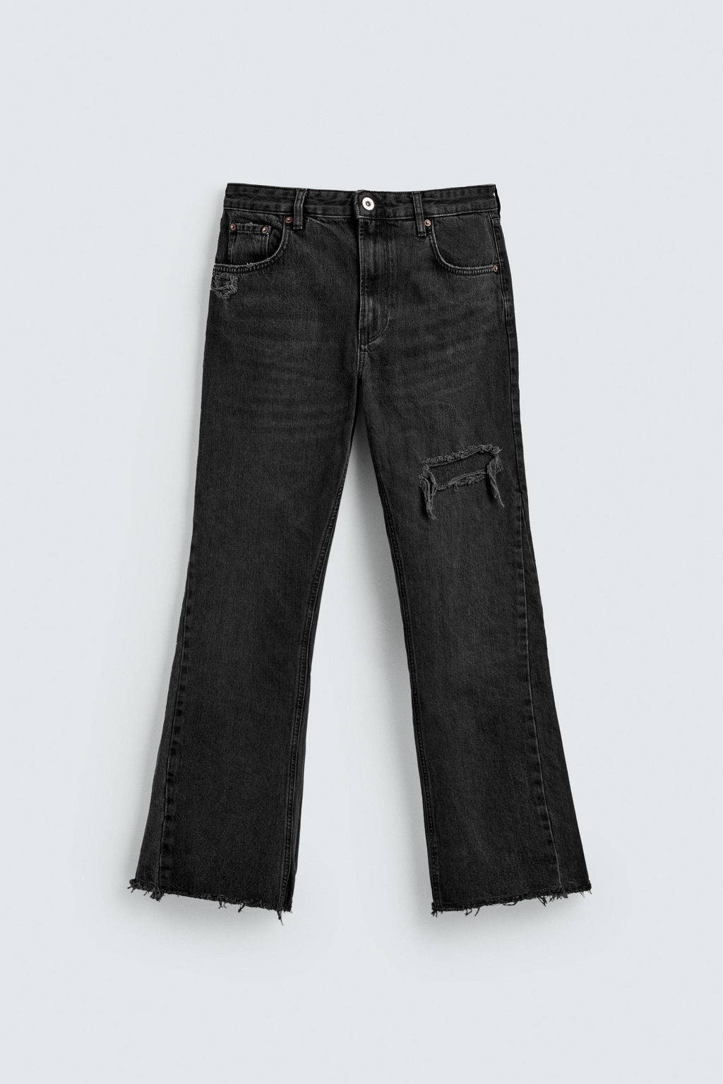 JEANS FLARE FIT ROTOS / Negro - Zara фото 7