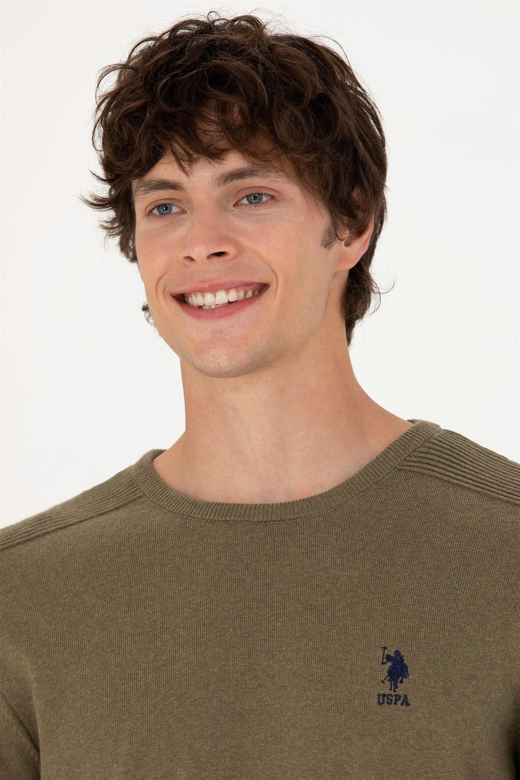 U. S. Polo Assn Мужской базовый свитер хаки меланжевого цвета - U.s. polo assn фото 2