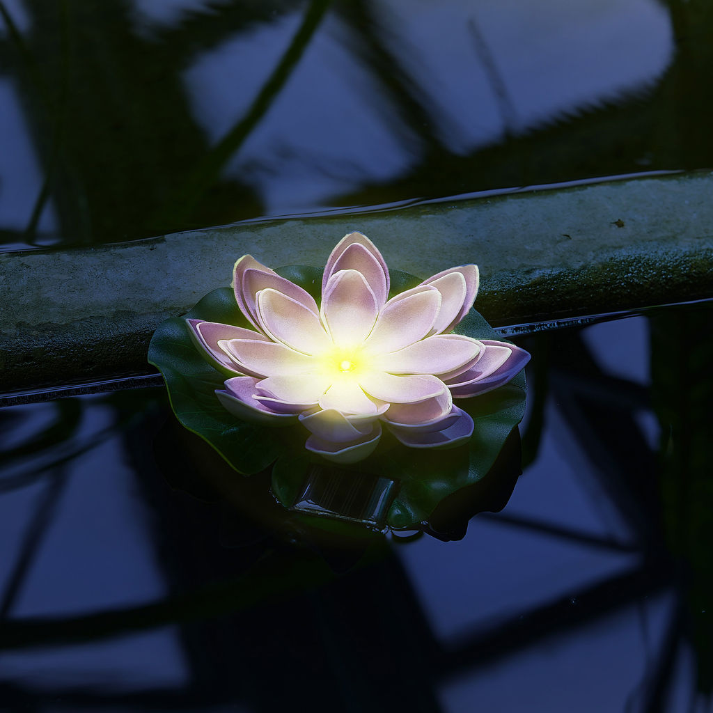 USL-S-828/PT060 PURPLE WATERLILY Садовый светильник на солнечной батарее Фиолетовая кувшинка. Плавающий. 1 светодиода. Теплый белый свет. 1*ААA Ni-Mh аккумулятор в/к. IP44. TM Uniel - Volpe фото 5