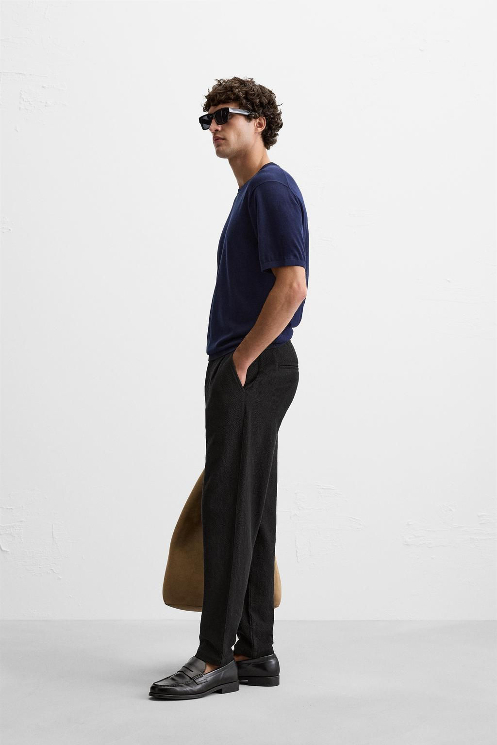 TEXTURED PLEATED TROUSERS - Zara фото 13