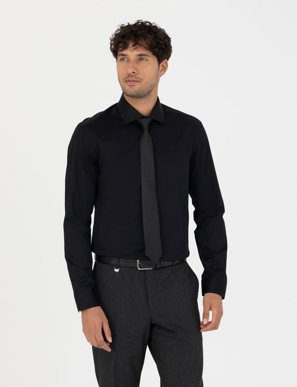 Siyah Slim Fit Uzun Kollu G_mlek