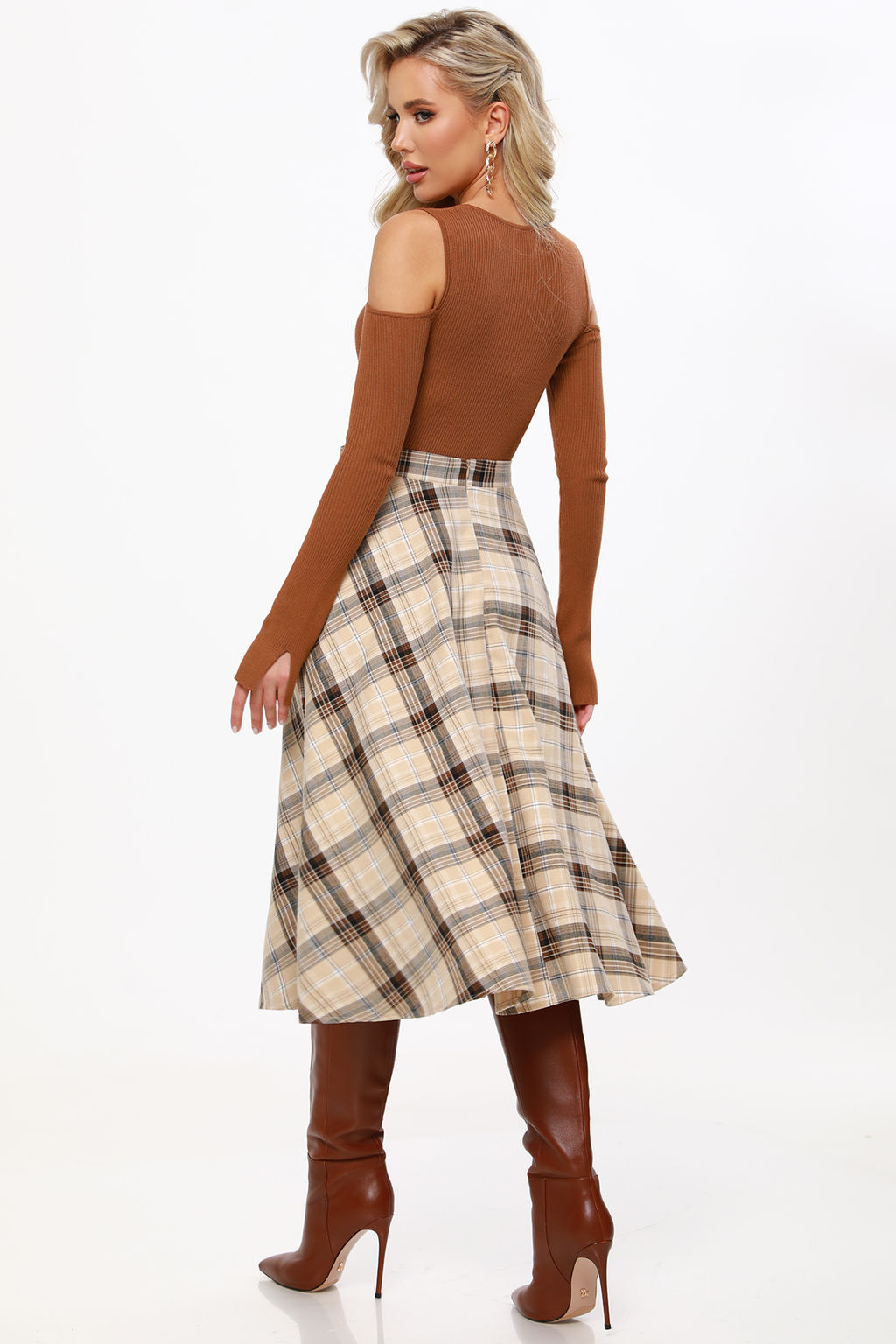 Юбка в клетку с ремнем-цепью - Dstrend фото 8