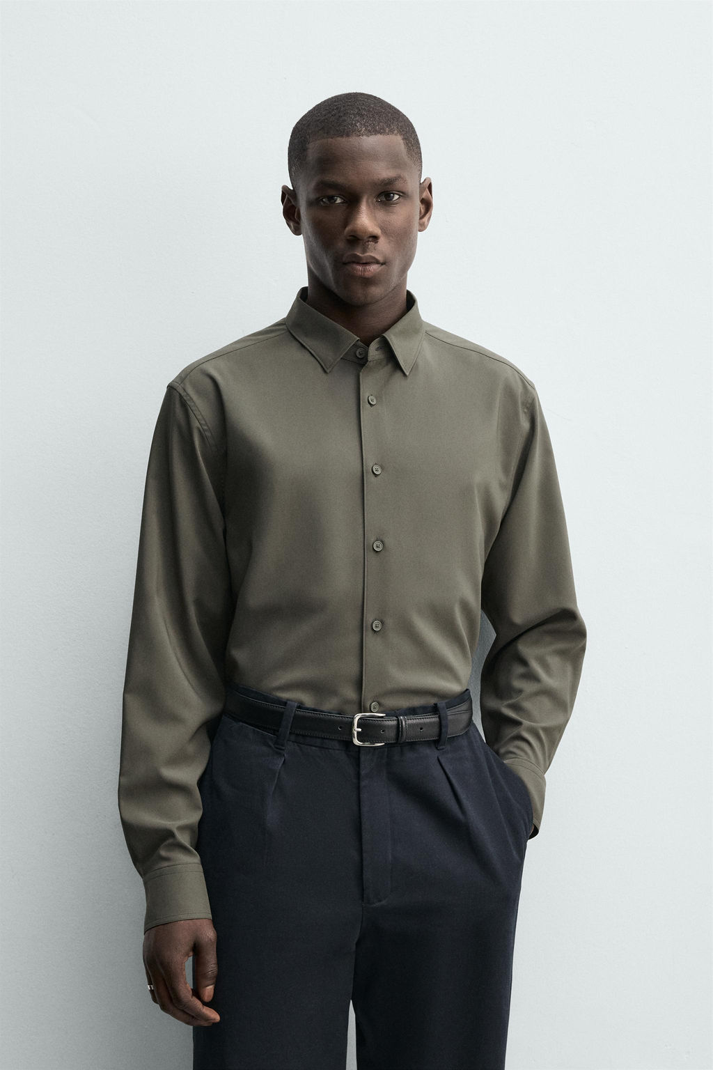 CAMISA SLIM FIT / kaki-med - Zara фото 2