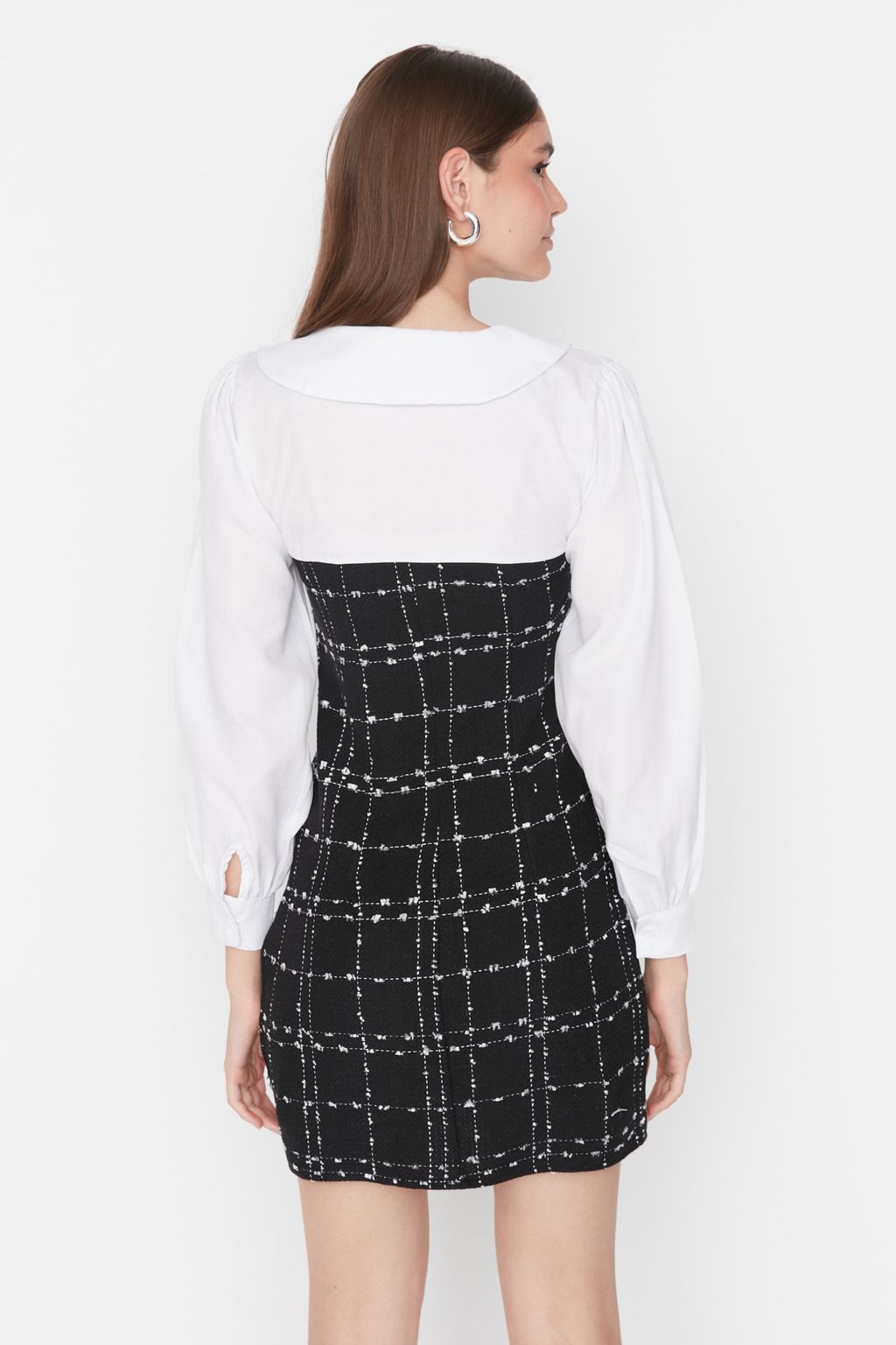 TRENDYOLMILLA Mavi Ekose / Kareli Dokuma Elbise TWOAW23EL00701 фото 10