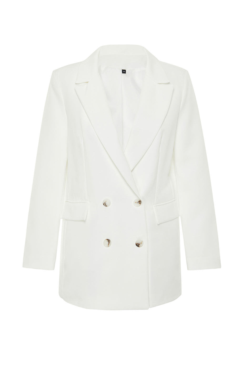 Beyaz Oversize Astarl? Dugmeli Dokuma Blazer Ceket TWOAW22CE0167