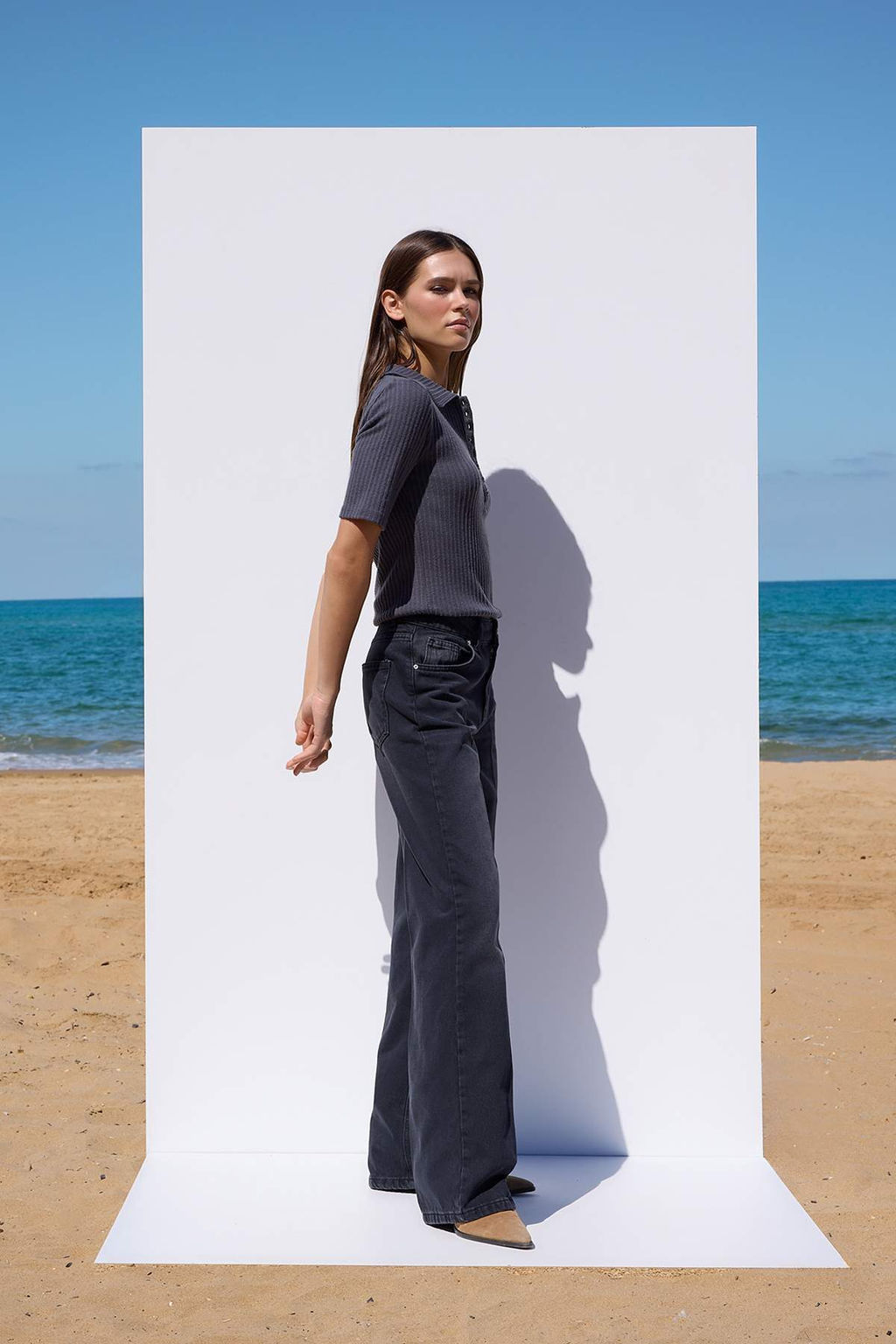 More Sustainable Siyah Rejeneratif Pamuk Normal Bel Wide Leg Jeans TWOAW26JE00219 - Trendyolmilla фото 2