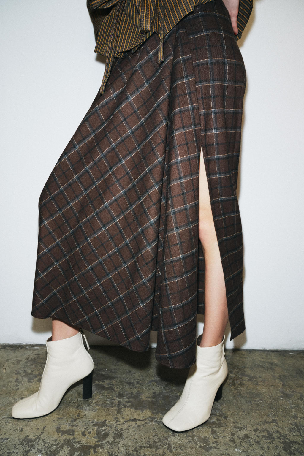 ZW COLLECTION DRAPED CHECK SKIRT - Zara фото 2