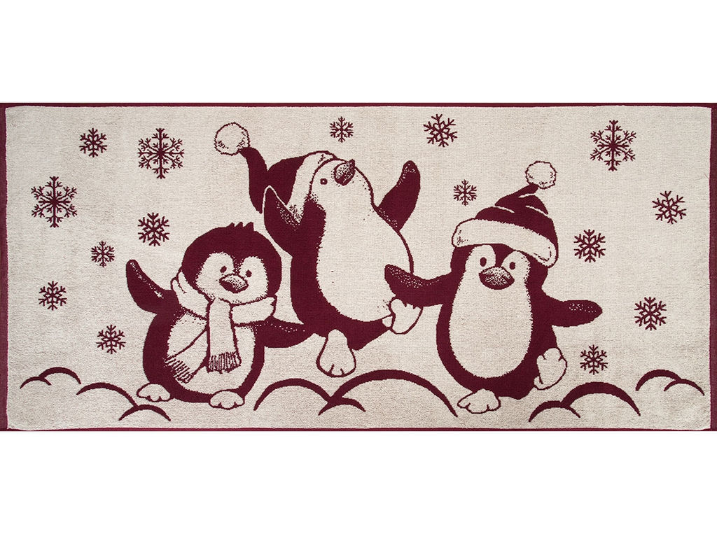 Полотенце махровое 6с102.411ж1 Пингвины(кр.дерево1) 67х150см