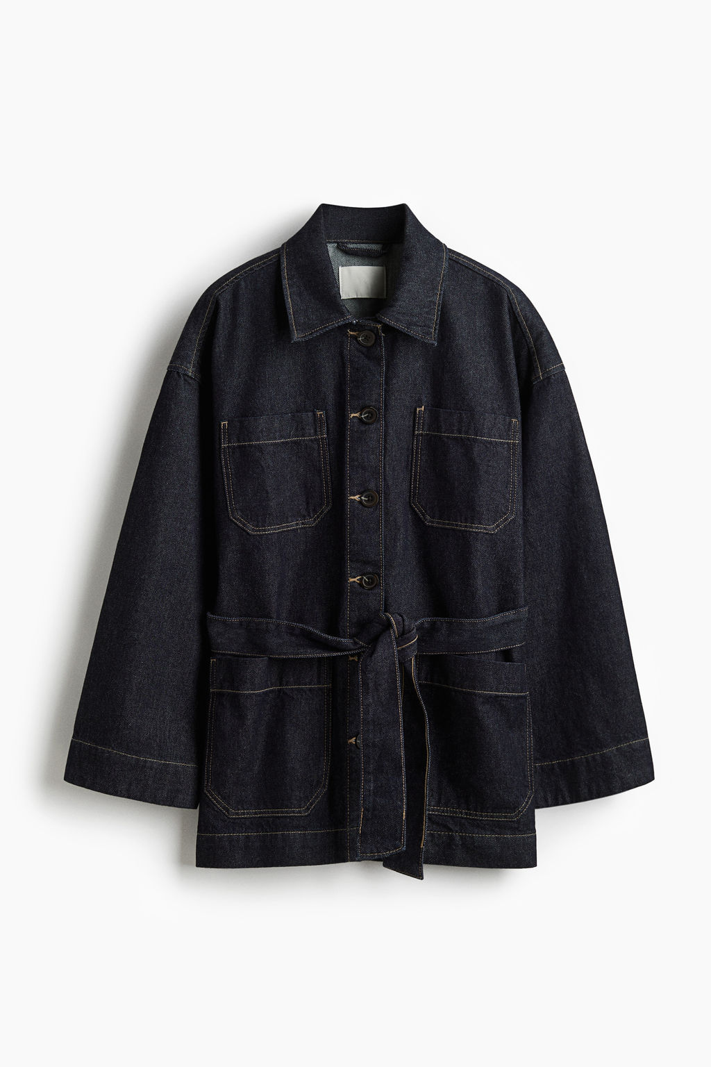 Chaqueta denim con cintur?n de anudar